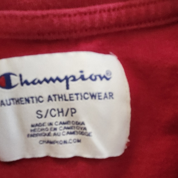 Champion Size Small Men's Red Long Sleeve Shirt Cotton Athletic Casual - Picture 8 of 8